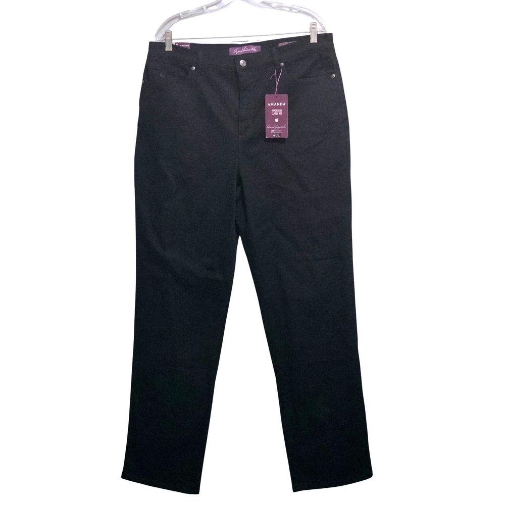 Gloria Vanderbilt Amanda Black Tapered Leg High Rise Jeans Womens 16 NEW